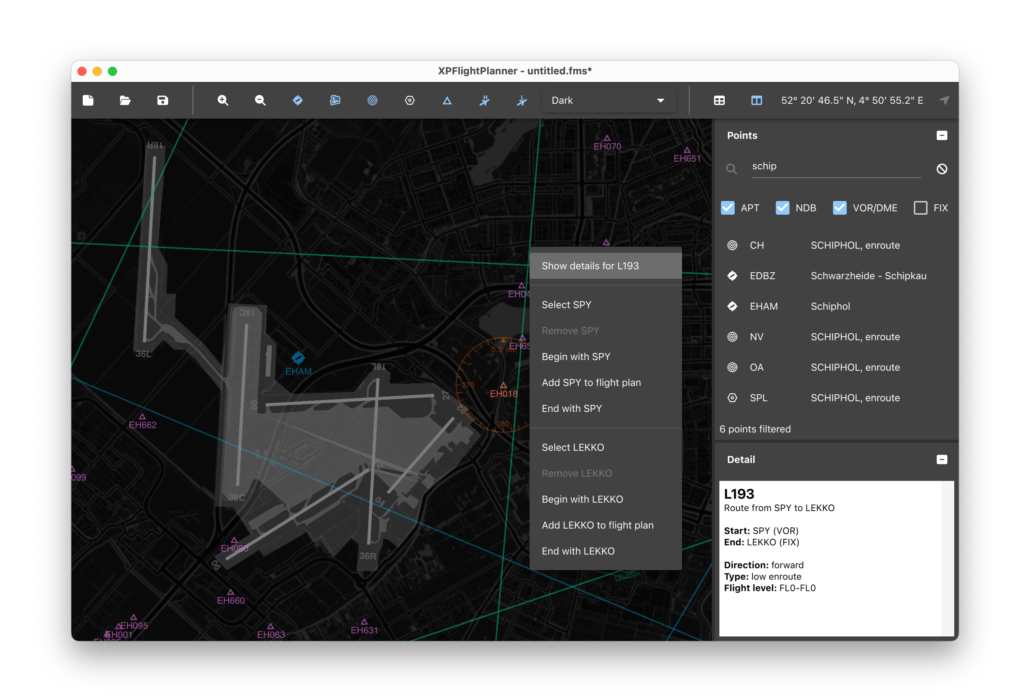 XPFlightPlanner dark map theme