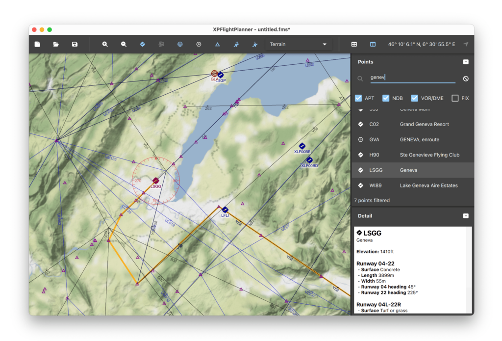 XPFlightPlanner terrain map theme