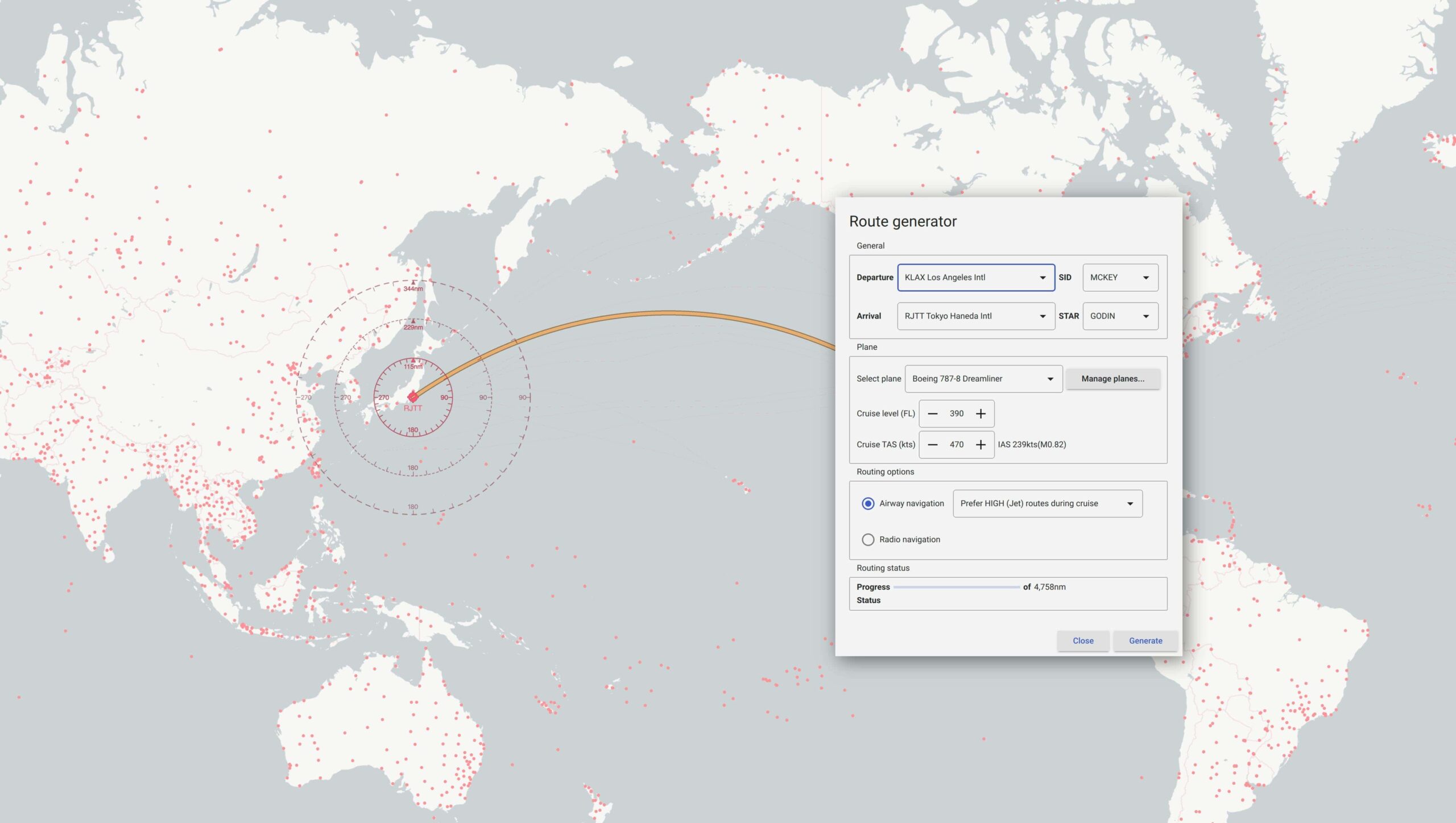 Xpflightplanner route finder